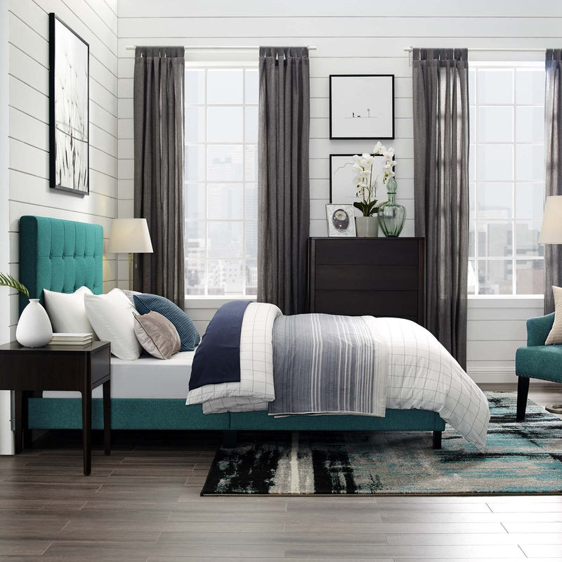 Brianna Tufted Button Upholstered Fabric Platform Bed