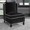 Designer Chair Silken Black Velvet with Vanilla Contrasted Piping