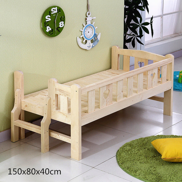 Solid Wood High Quality Children Bed Lengthen Widen Combine