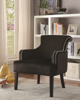 Club Chair w/Silver Nailheads in Black Velor