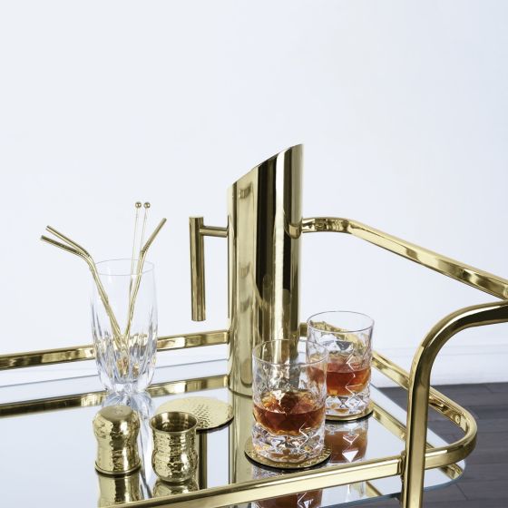 2-Tier Handsome Rolling Gold Bar Cart