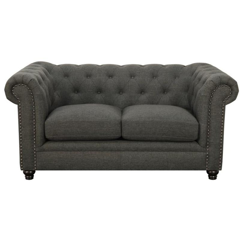 Button Tufted Classic Chesterfield Style Rolled Arms Loveseat