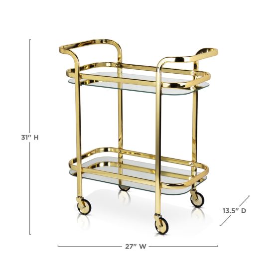 2-Tier Handsome Rolling Gold Bar Cart