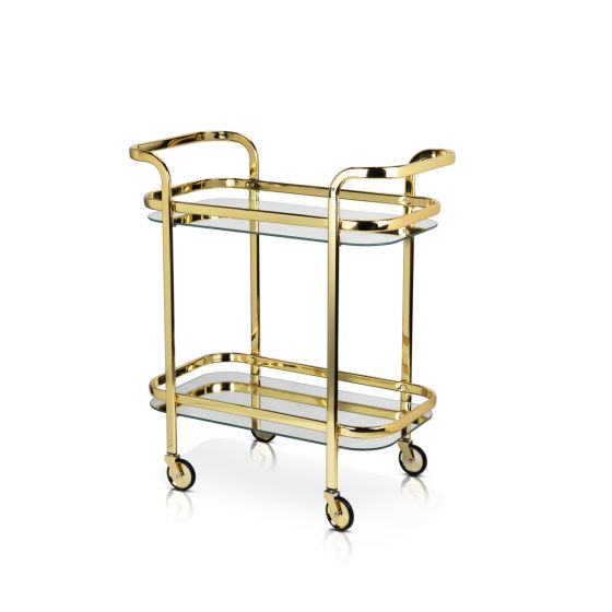 2-Tier Handsome Rolling Gold Bar Cart
