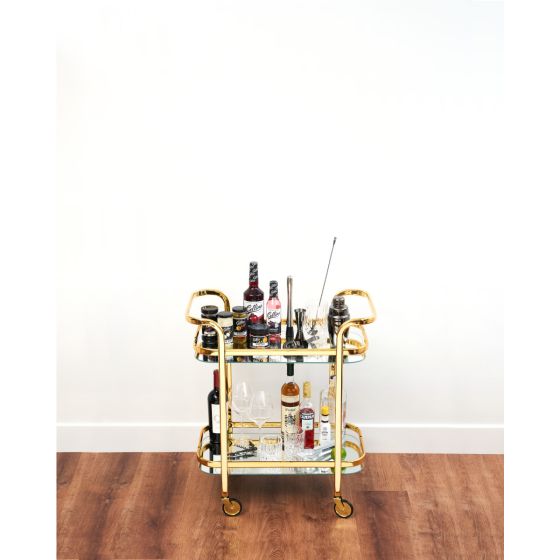 2-Tier Handsome Rolling Gold Bar Cart